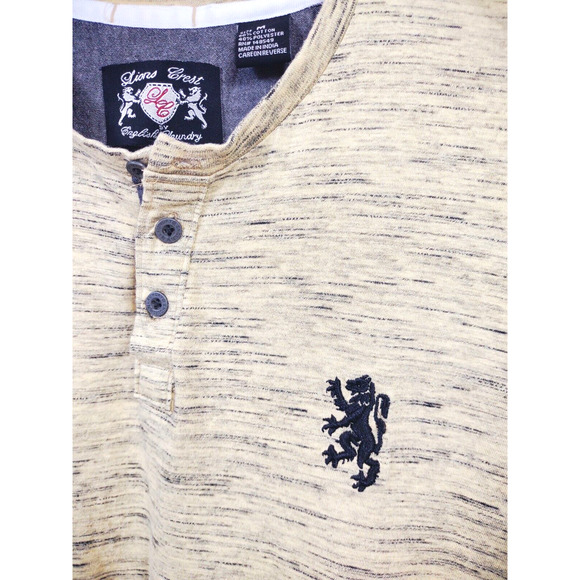 Lions Crest by English Laundry Men's 3 Button Henley Shirt Short Sleeve Size M - Picture 9 of 11